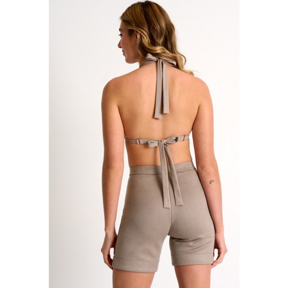 Shan Women's Vegan Suede Bike Shorts Sahara Tan Size 4 Made in Canada